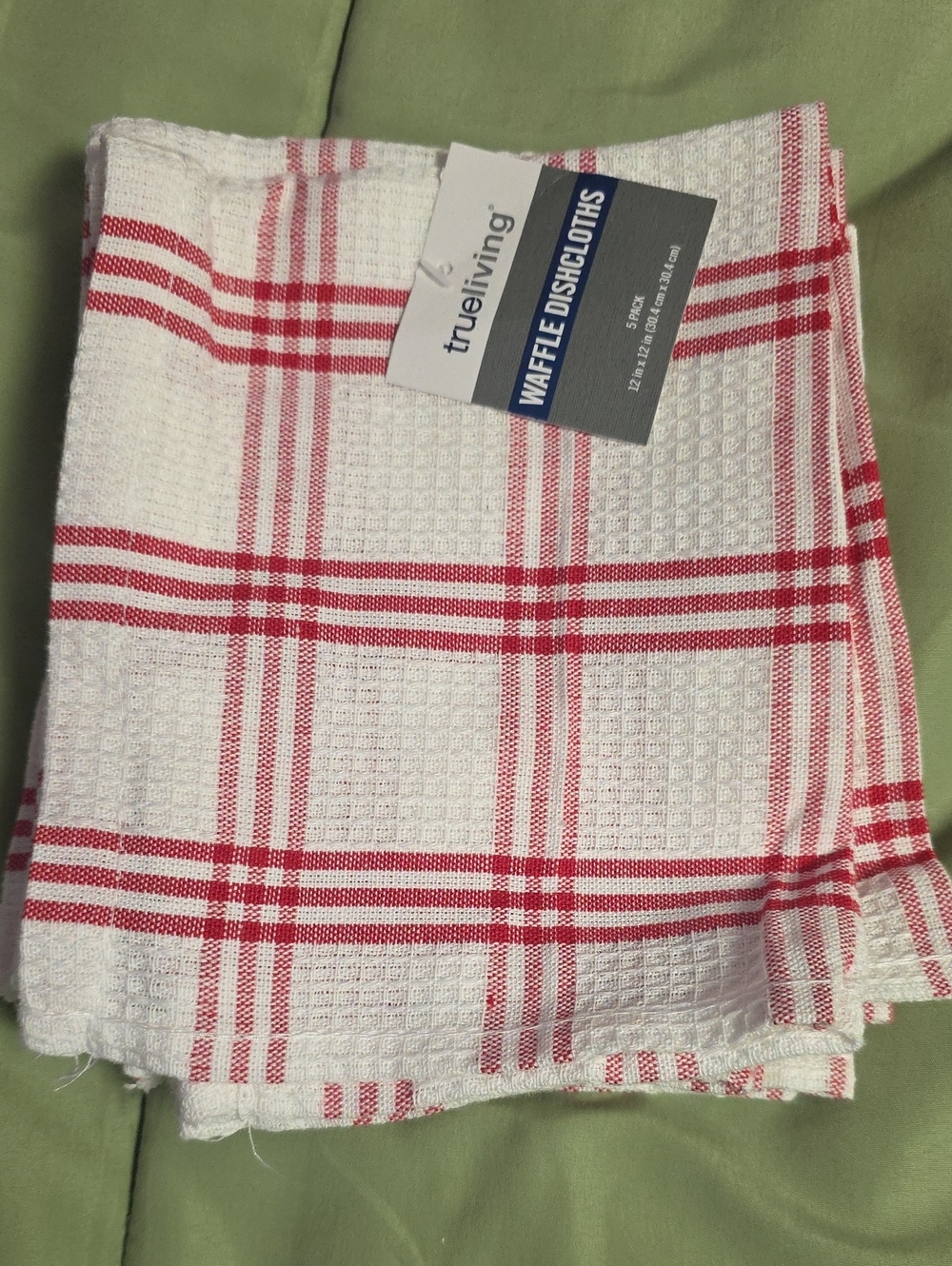 Red & White Waffle Dishcloths, 5pk